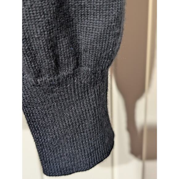 Black Brown Made in Italy 100% Extra Fine Merino Wool Quarter Zip Sweater Mens L - Picture 6 of 10